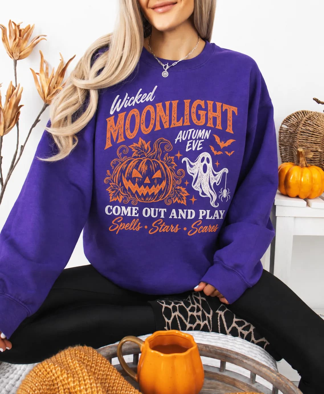 Happy Halloween Vintage Graphic Sweatshirt, Retro Spooky Season Sweater
