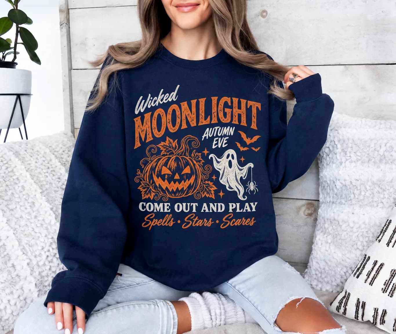 Happy Halloween Vintage Graphic Sweatshirt, Retro Spooky Season Sweater