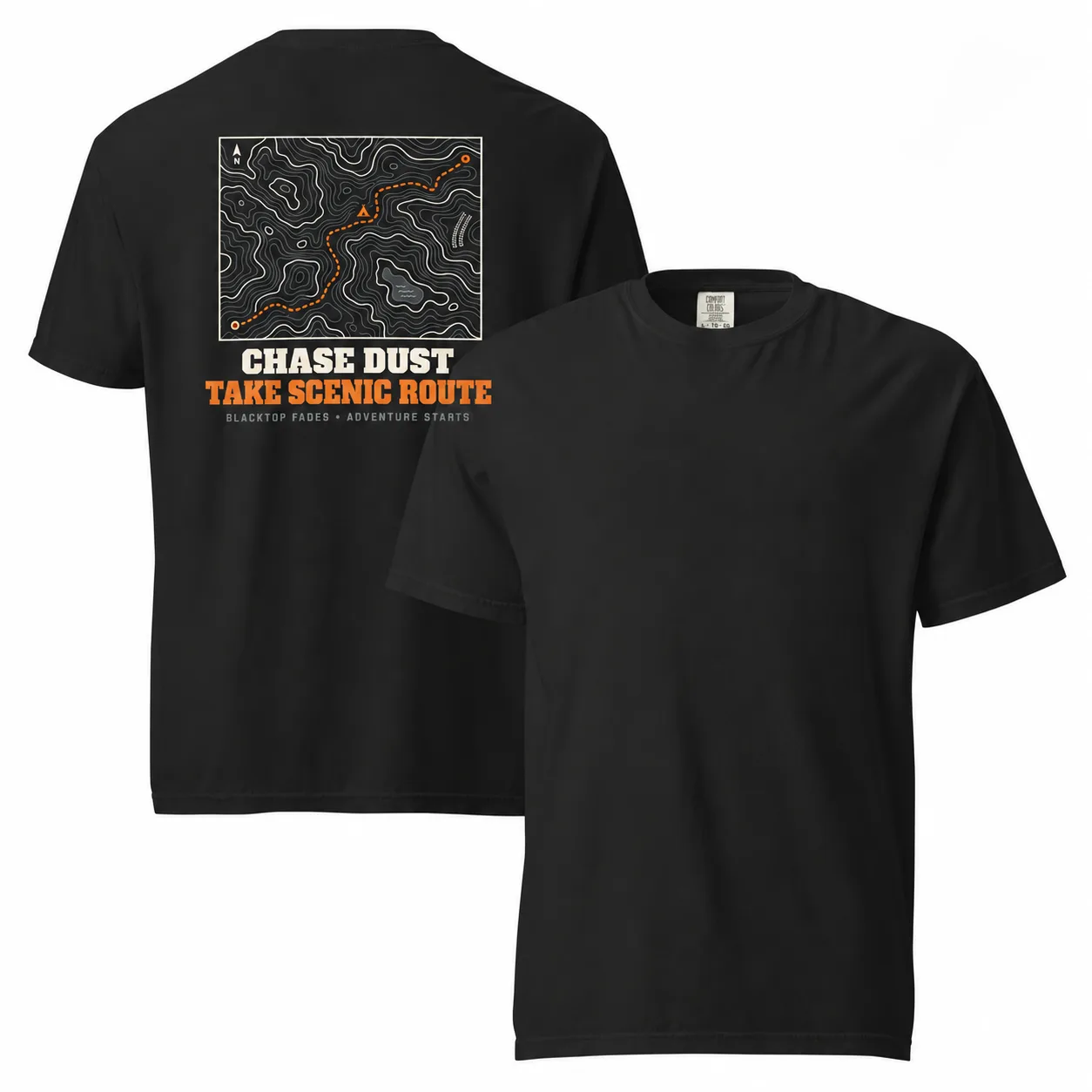 Got There The Hard Way Shirt | Topographic Trail Map Tee | Off Road 4x4 Overland Gift | Garment-Dyed Heavyweight T-Shirt