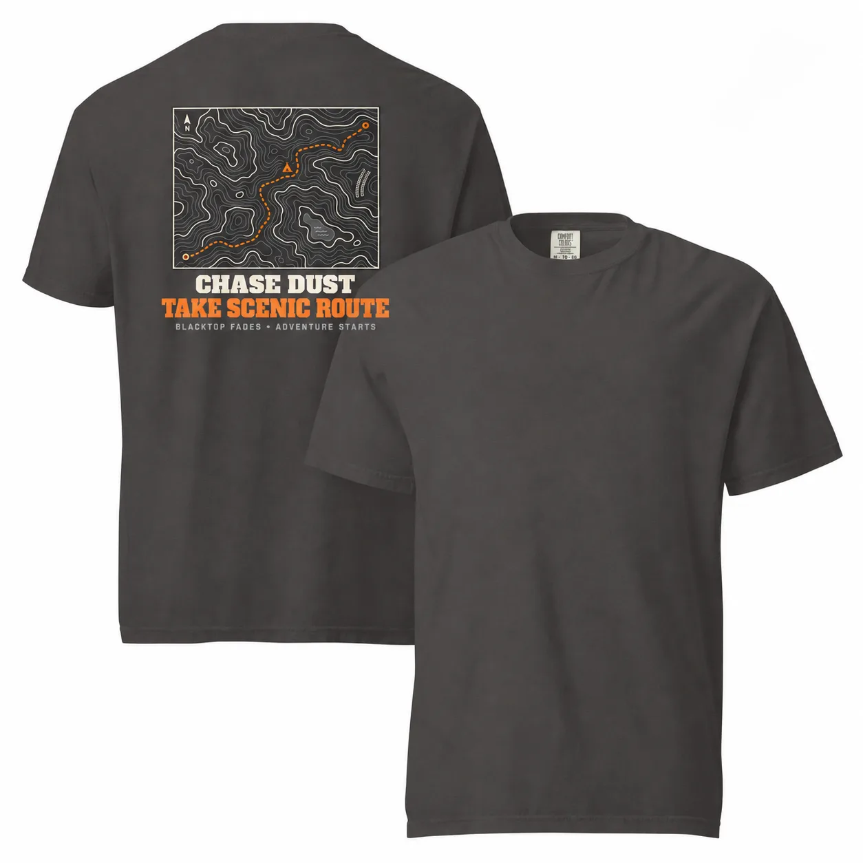 Got There The Hard Way Shirt | Topographic Trail Map Tee | Off Road 4x4 Overland Gift | Garment-Dyed Heavyweight T-Shirt