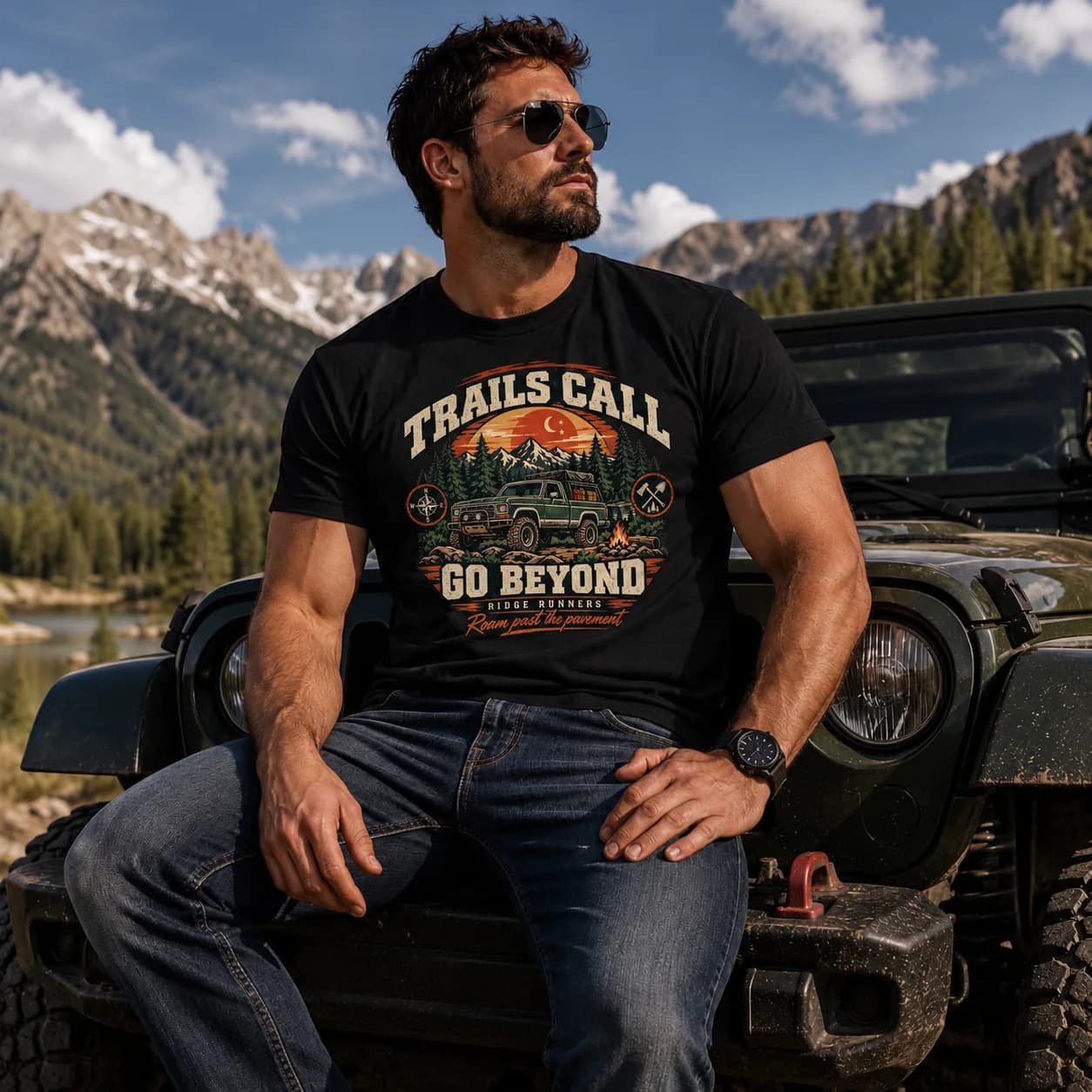 Off Road Shirt, Overlanding Adventure Tee, Camping Graphic Shirt, 4x4 Gift for Men, Outdoor Lifestyle Tee, Built For More Graphic T-Shirt