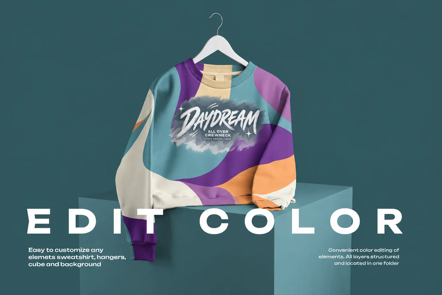 Smart Fashion Crop Top Sweatshirt Mockup PSD Womens Sweatshirt Mockup AOP Editable Color