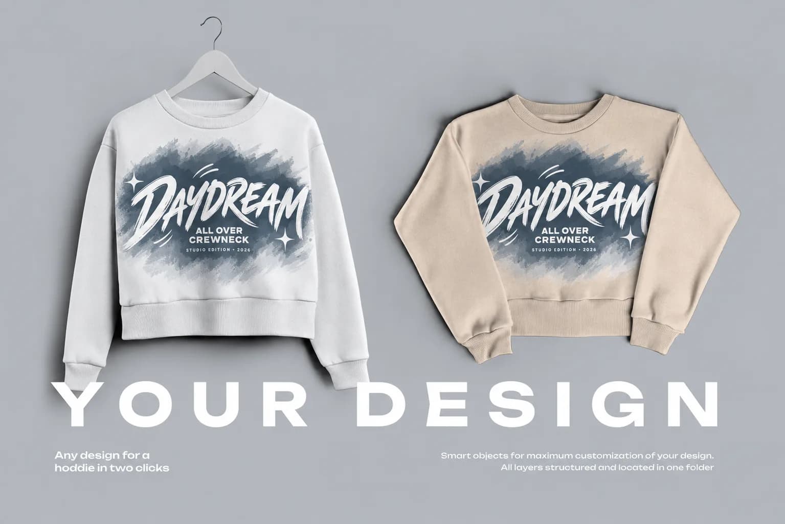 Smart Fashion Crop Top Sweatshirt Mockup PSD Womens Sweatshirt Mockup AOP Editable Color