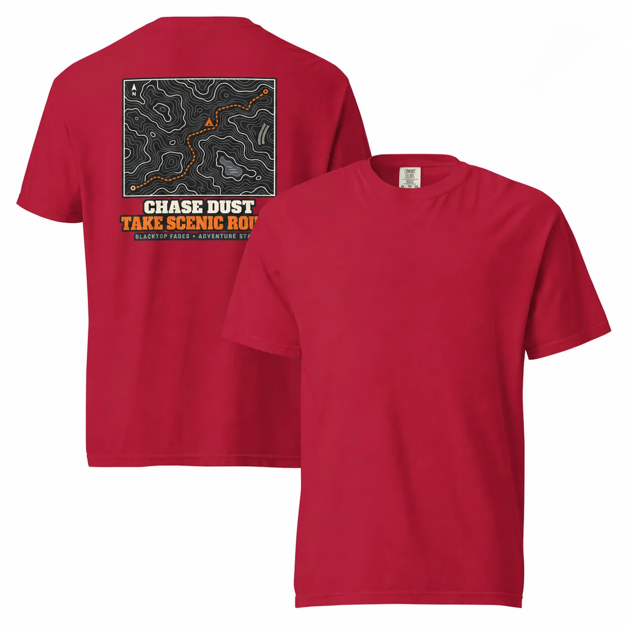 Got There The Hard Way Shirt | Topographic Trail Map Tee | Off Road 4x4 Overland Gift | Garment-Dyed Heavyweight T-Shirt