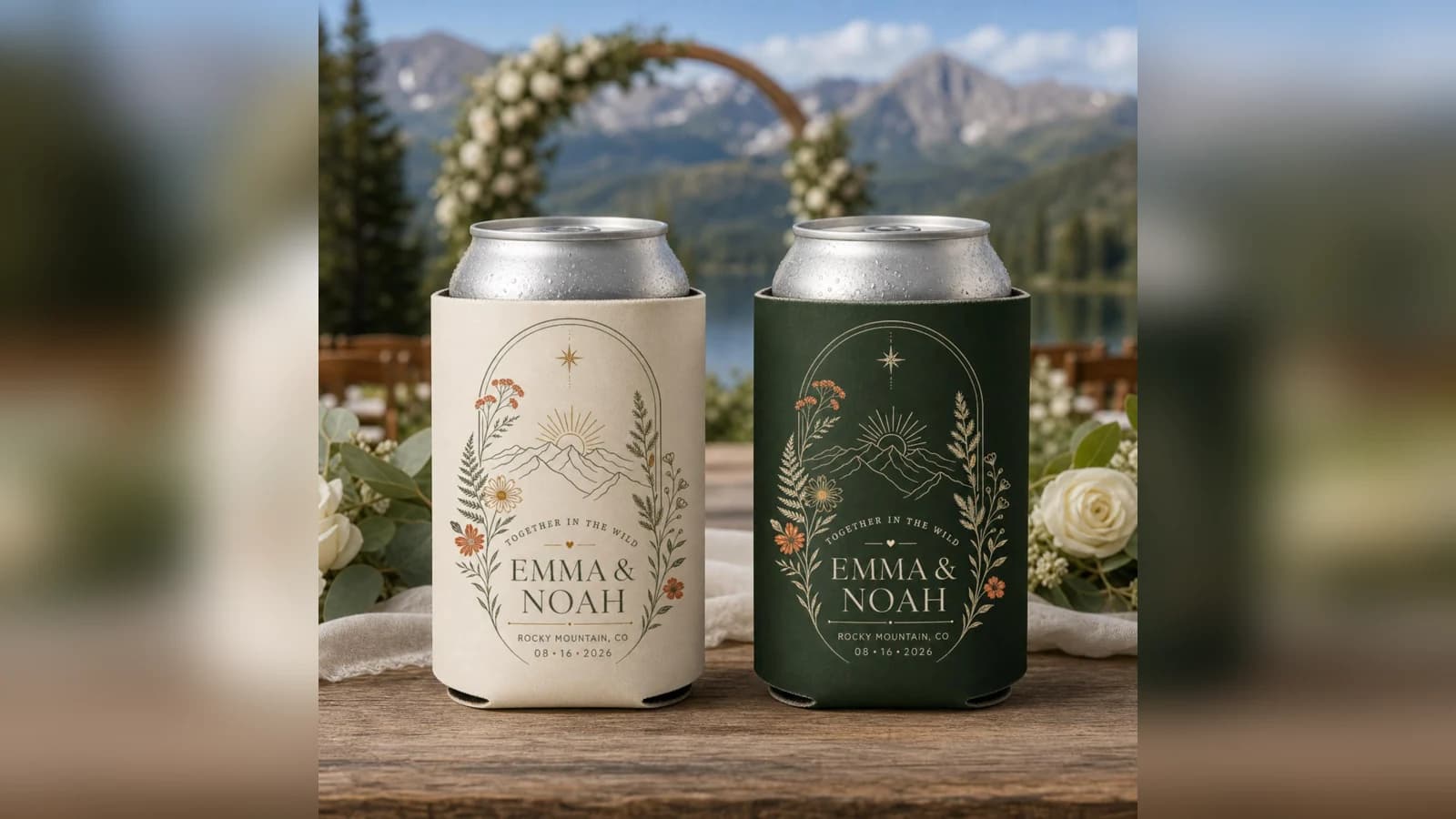 Personalized Mountain Wedding Can Coolers Review