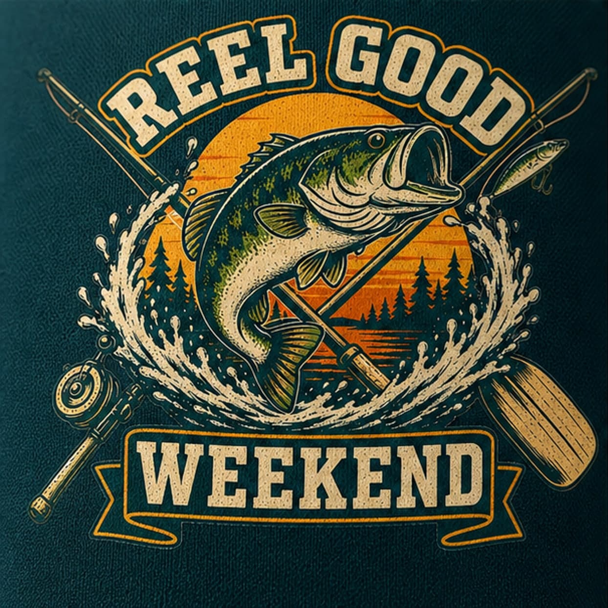 Close-up of original Reel Good Weekend fish artwork