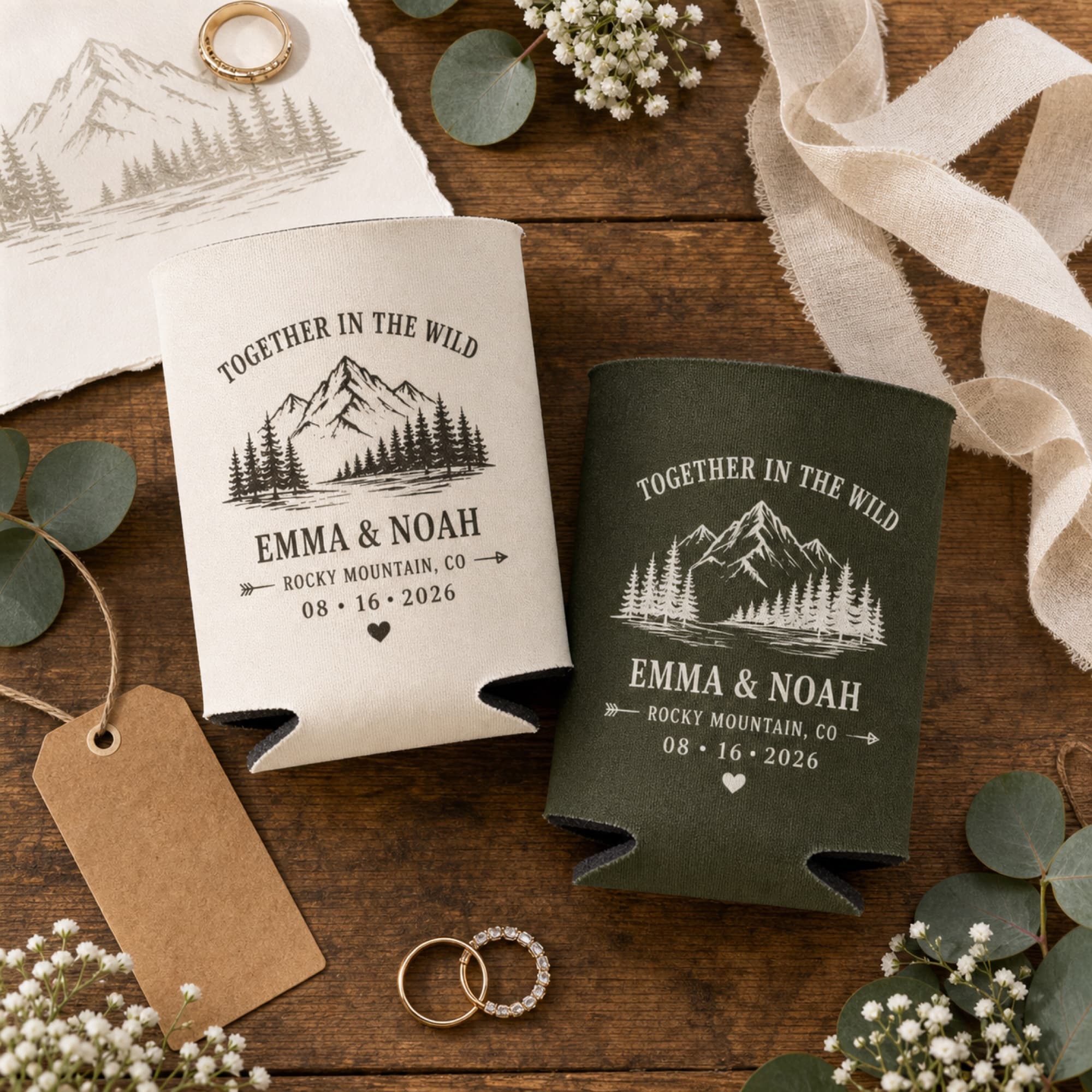Custom names and wedding date can cooler personalization example
