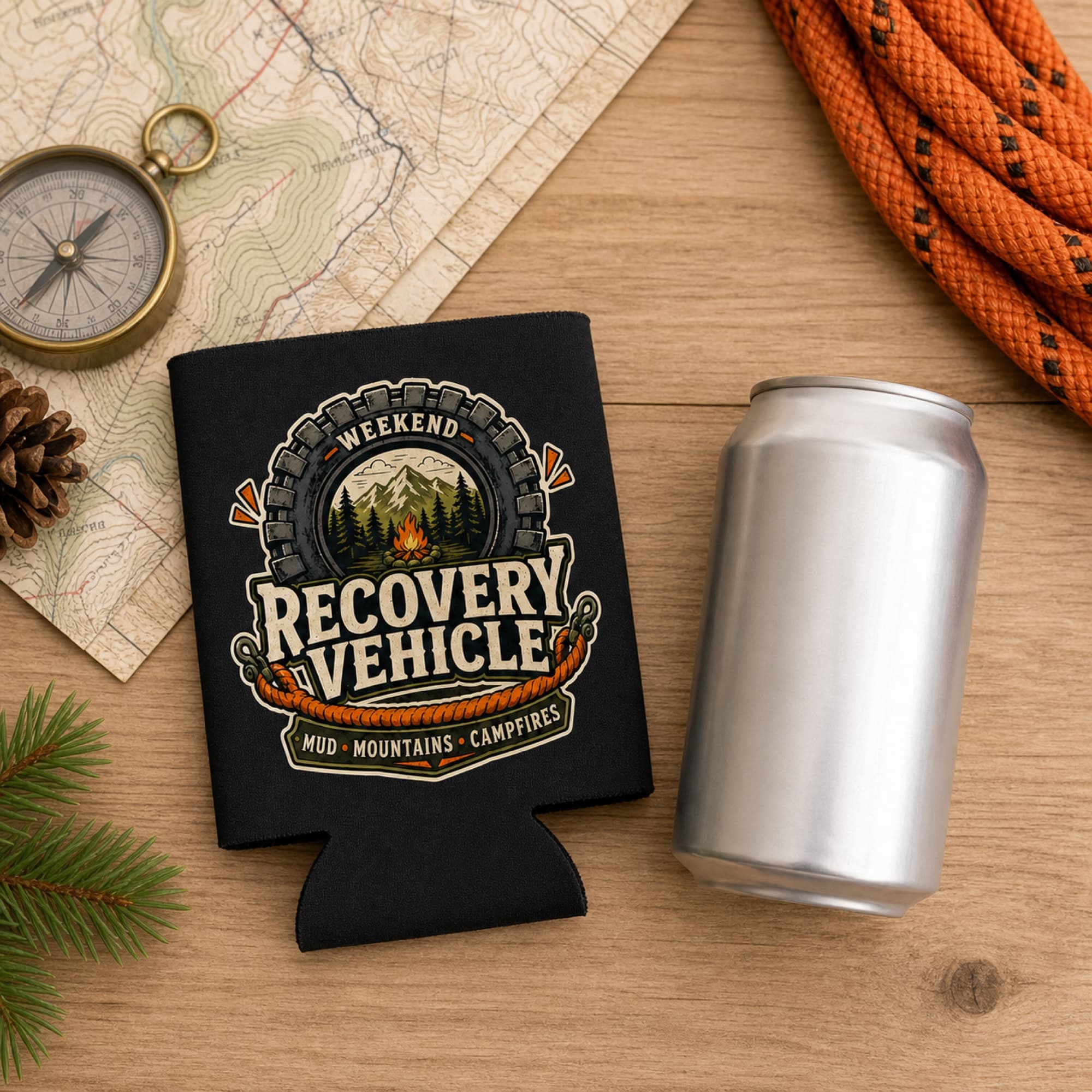 Weekend Recovery Vehicle can cooler flat lay and size view