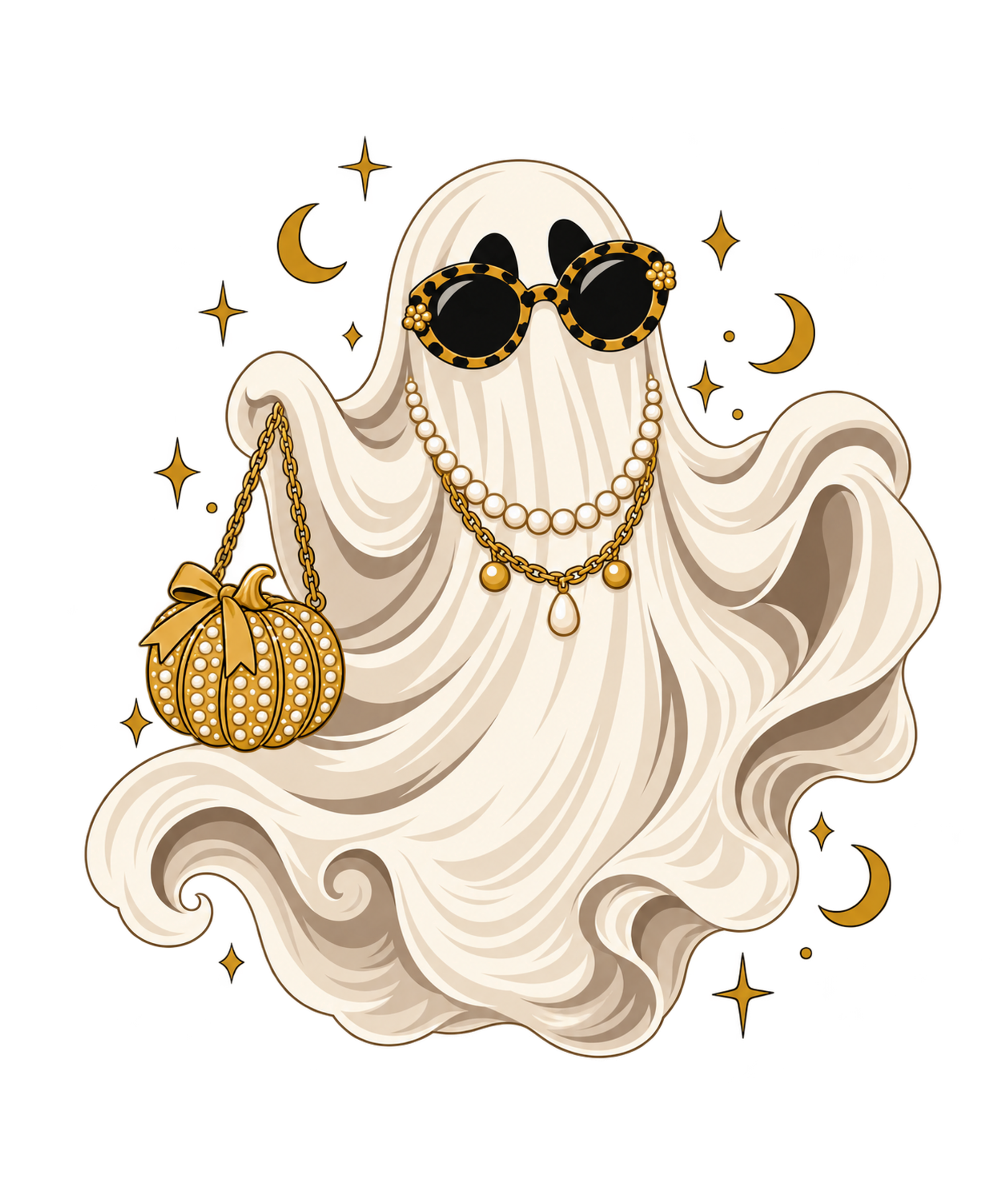 Comfort Colors® Fancy Ghost Halloween T-Shirt, Spooky Season Tee, Glitter Image, Not Real Glitter