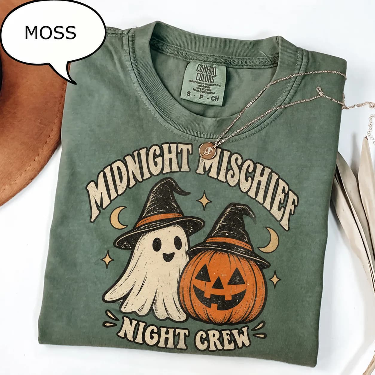 Comfort Colors® Spooky Ghost And Pumpkin T-Shirt, Halloween Shirt, Spooky Season Shirt