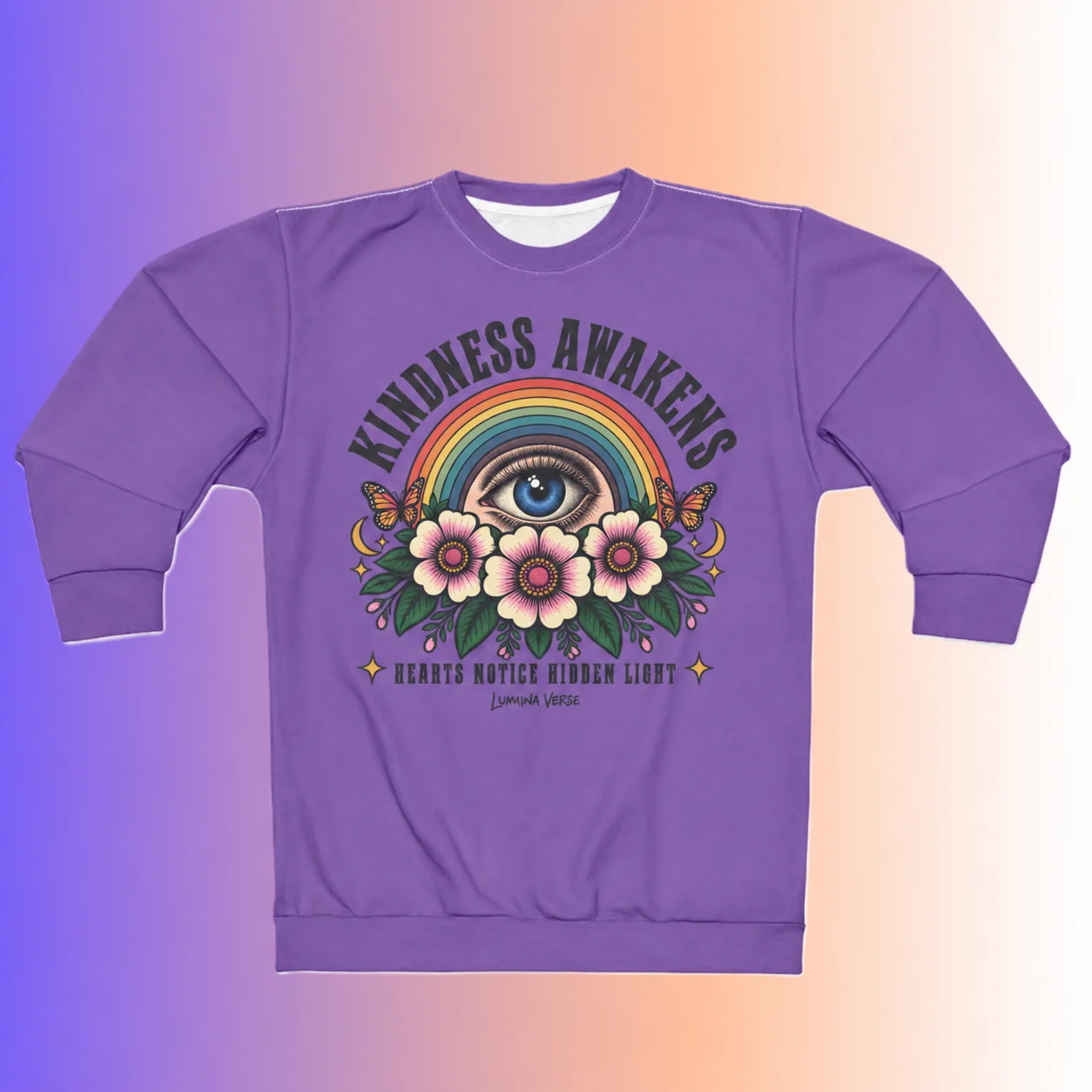 Eyes of Empathy Sweatshirt | Rainbow Eye Floral Graphic