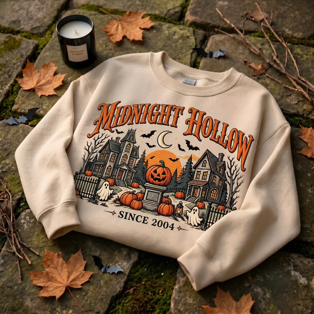 HalloweenTown Sweatshirt, Embroidered Spooky Village Shirt, Retro Fall Halloween Gift For Her, Vintage Spooky Shirt, Haunted House Pumpkin