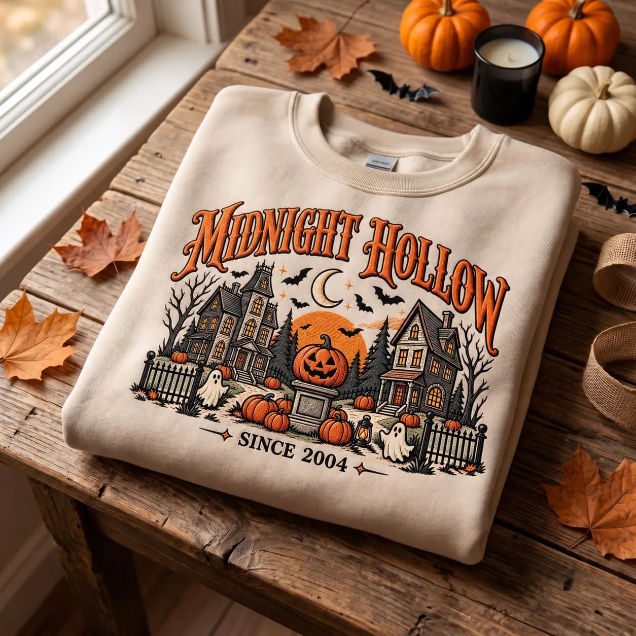HalloweenTown Sweatshirt, Embroidered Spooky Village Shirt, Retro Fall Halloween Gift For Her, Vintage Spooky Shirt, Haunted House Pumpkin