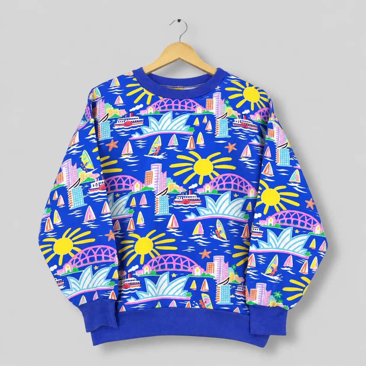Vintage 90s Ken Done Australia Sweatshirt Small Ken Done Sydney Pop Art Design AOP Sweater Ken Done Artwork Jumper Down Under Crewneck S
